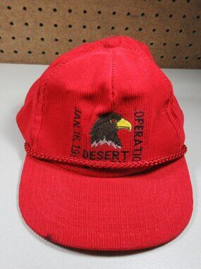 Vintage Capital mens red Desert Storm 1991 corduroy snapback hat OS